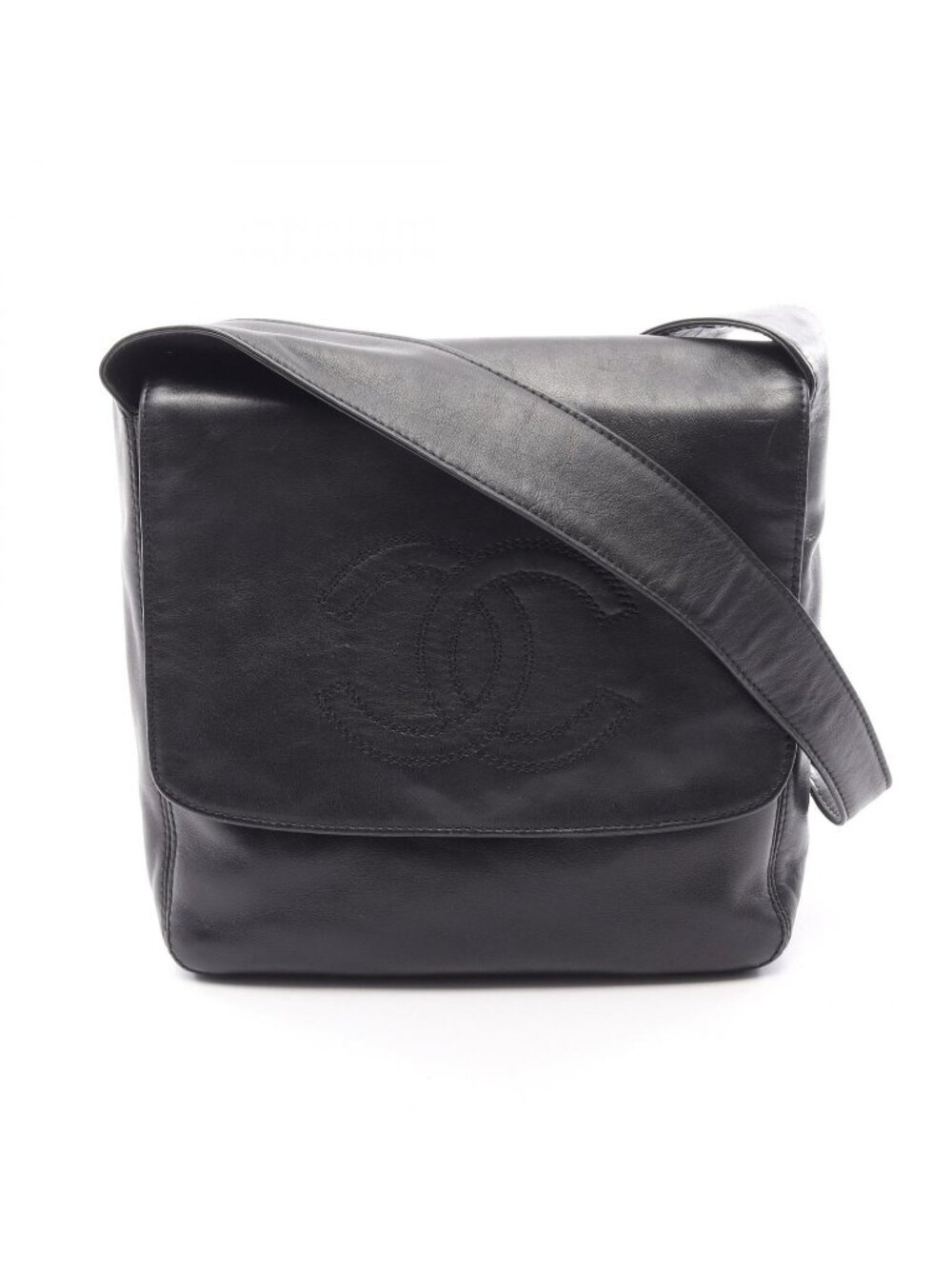 Chanel Shoulder Bag CC Logo Black Lambskin CC